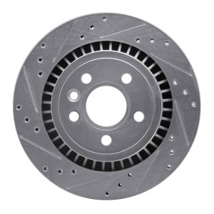 Volvo V60 Brake Rotor (1) - Rear Left - R1 Concepts - Drilled & Slotted - Silver - `07-`18